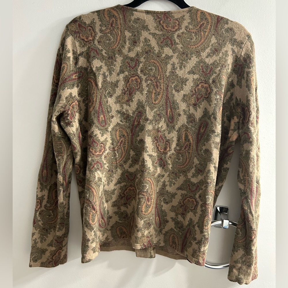 Vintage tweeds lambs wool angora rabbit hair paisley print cardigan sweater - Picture 2 of 7